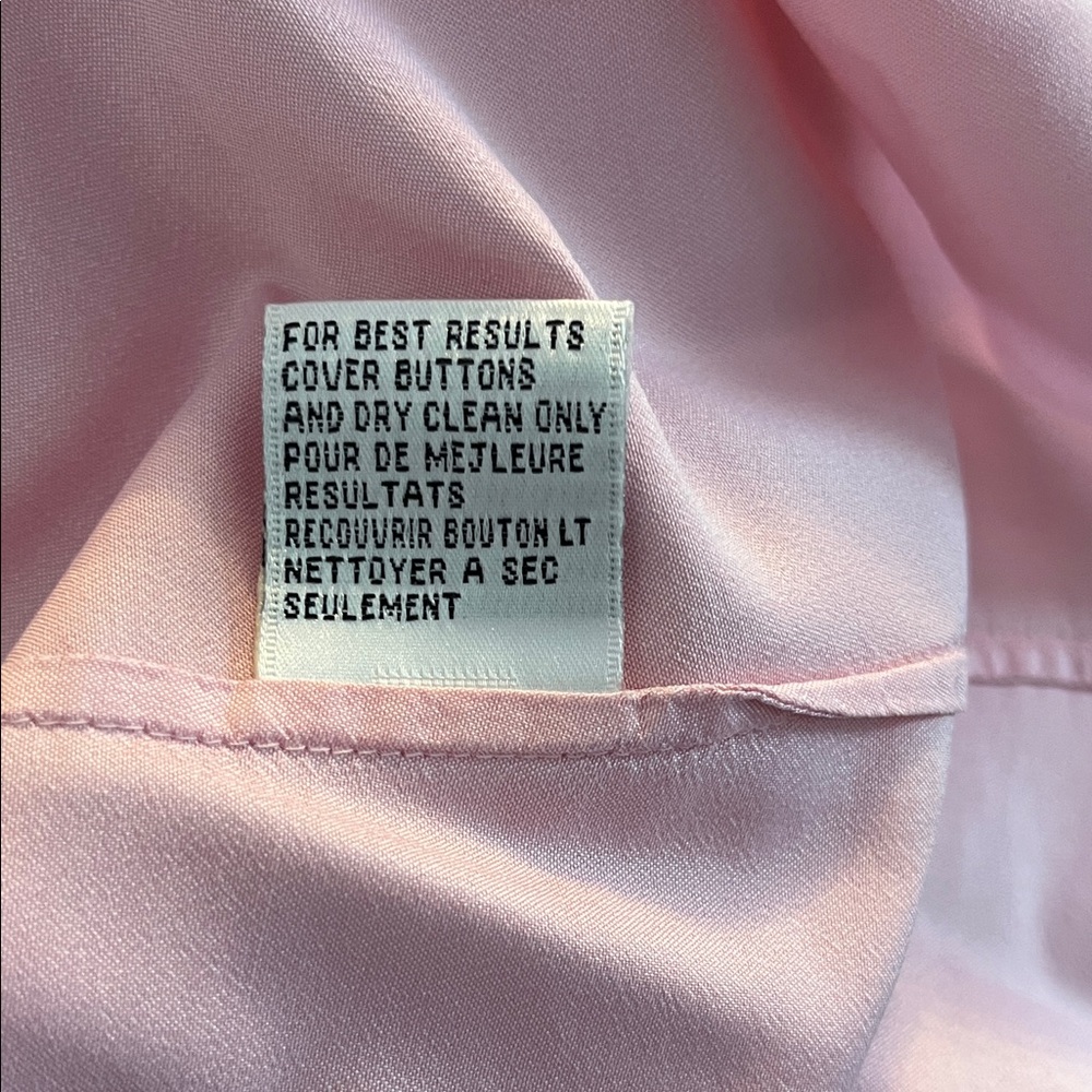 Talbots Pure Silk Light Pink Button-Down Shirt - Picture 8 of 8